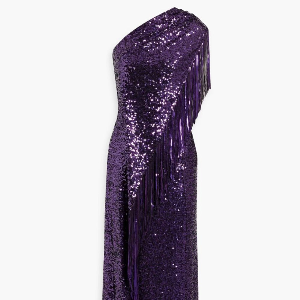 Badgley Mischka One-Shoulder Purple Sequin Gown - Picture 2 of 5